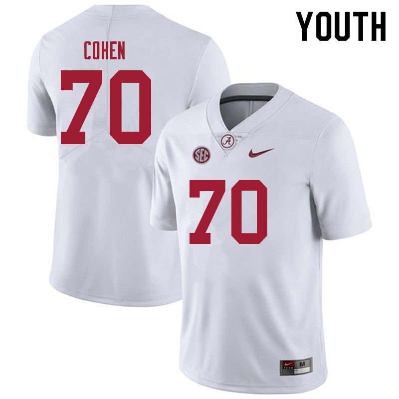 Alabama Crimson Tide Youth Javion Cohen #70 White NCAA Nike Authentic Stitched 2021 College Football Jersey YO16A52XR